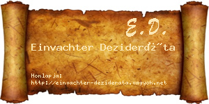 Einvachter Dezideráta névjegykártya