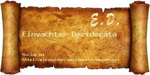Einvachter Dezideráta névjegykártya